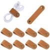 10PCS Reusable Cable Straps Leather Cord Organizer Clips Wire Ties Earphone USB Holder Travel Organizer Multipurpose Winders Holder Keeper Charging Power Cord USB Holder Snap Closure view 1