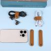 10PCS Reusable Cable Straps Leather Cord Organizer Clips Wire Ties Earphone USB Holder Travel Organizer Multipurpose Winders Holder Keeper Charging Power Cord USB Holder Snap Closure view 4