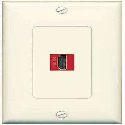 RiteAV 1 HDMI-RED Decorator Wall Plate Over-Size Jumbo 1-Gang [Light-almond]
