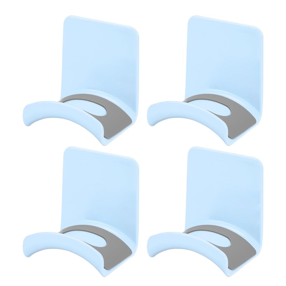 AKEIE Headphone Stand, 4 Pcs ABS Headset Holder Adhesive Head Set Holder Hook Mount Earphone Hanger Hook Under Desk for Gaming Controller Earphones Cables, Black(Wall-Mounted),Blue