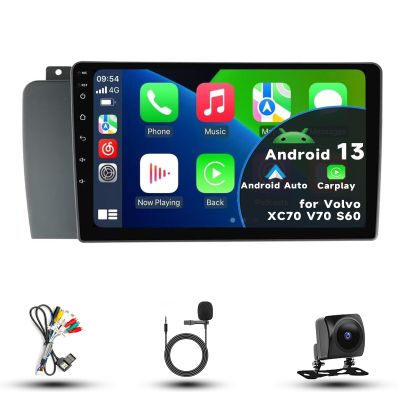 Car Radio Stereo for Volvo XC70 V70 S60 2005-2009, Android 13, 9" IPS Touch Screen Upgrade Dash Kit with Car-Play & Android Auto, GPS Navigation DSP SWC 5G WiFi Camera 4CORE 1+32GB