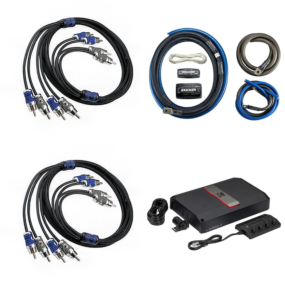Kicker LX1300.7, Amp Install Kit (Includes RCAs), 4-Channels Full Range 125 Watt, 2-Channels 65 Watt & 700 Watt Subwoofer Channel (51LX13007)