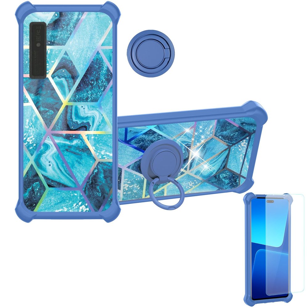 Aroepurt Case Compatible for Onyx Boox Palma 2 ePaper eReader Phone Case Cover [with Tempered Glass Screen Protector][Hard PC + Soft Silicone][Ring Support] [Colorful Reflect Light] IMDL-LS