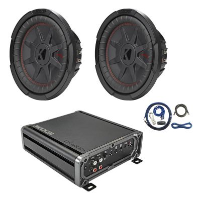 Kicker CXA800.1 800 Watt Class D Mono Car Audio Amplifier with Wiring Install Kit, 10" 800 Watt Peak Power DVC 2-Ohm Ultra-Thin Car Audio Subwoofer