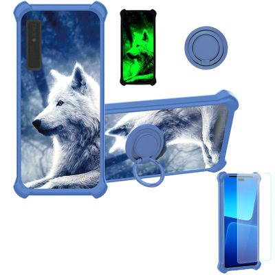Aroepurt Case Compatible for Onyx Boox Kant 2 ePaper eReader Phone Case Cover [with Tempered Glass Screen Protector][Hard PC + Soft Silicone][Ring Support] [Luminous Effect] YGL-LAN