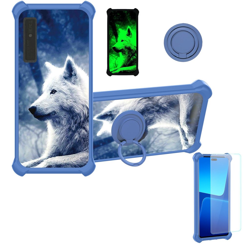 Aroepurt Case Compatible for Onyx Boox Kant 2 ePaper eReader Phone Case Cover [with Tempered Glass Screen Protector][Hard PC + Soft Silicone][Ring Support] [Luminous Effect] YGL-LAN