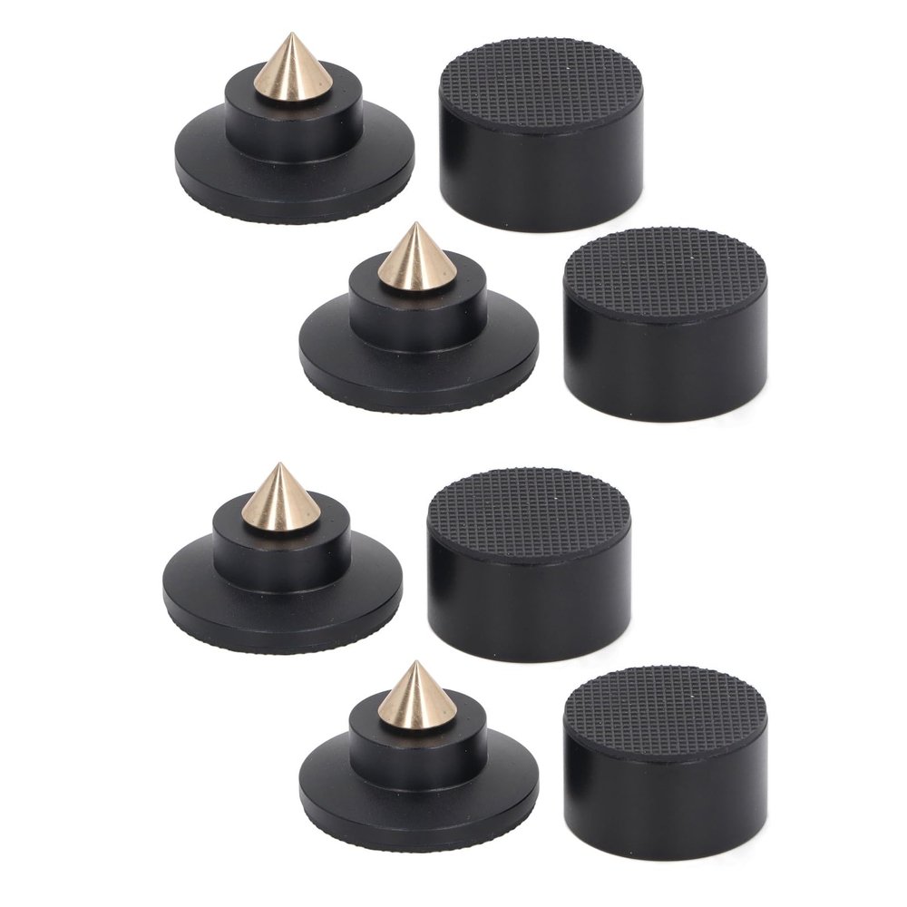 4 Sets Speaker Isolation Stand Feet Pad Shockproof Antislip Resonance Reducer for Turntable Amp CD DAC Recorder, Adjustable Height, Sturdy Aluminum Alloy, Easy Installation