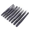 8Pcs Precision Plastic Tweezers Anti Static Black Carbon Fiber DIY Repair Nippers Kit For Electronics Phones Repairing view 1