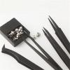 8Pcs Precision Plastic Tweezers Anti Static Black Carbon Fiber DIY Repair Nippers Kit For Electronics Phones Repairing view 4