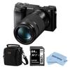 Sony Alpha a6100 Mirrorless Camera with 16-50mm & 55-210mm Lenses, Bundle with 64GB SDXC Memory Card and Shoulder Bag view 1