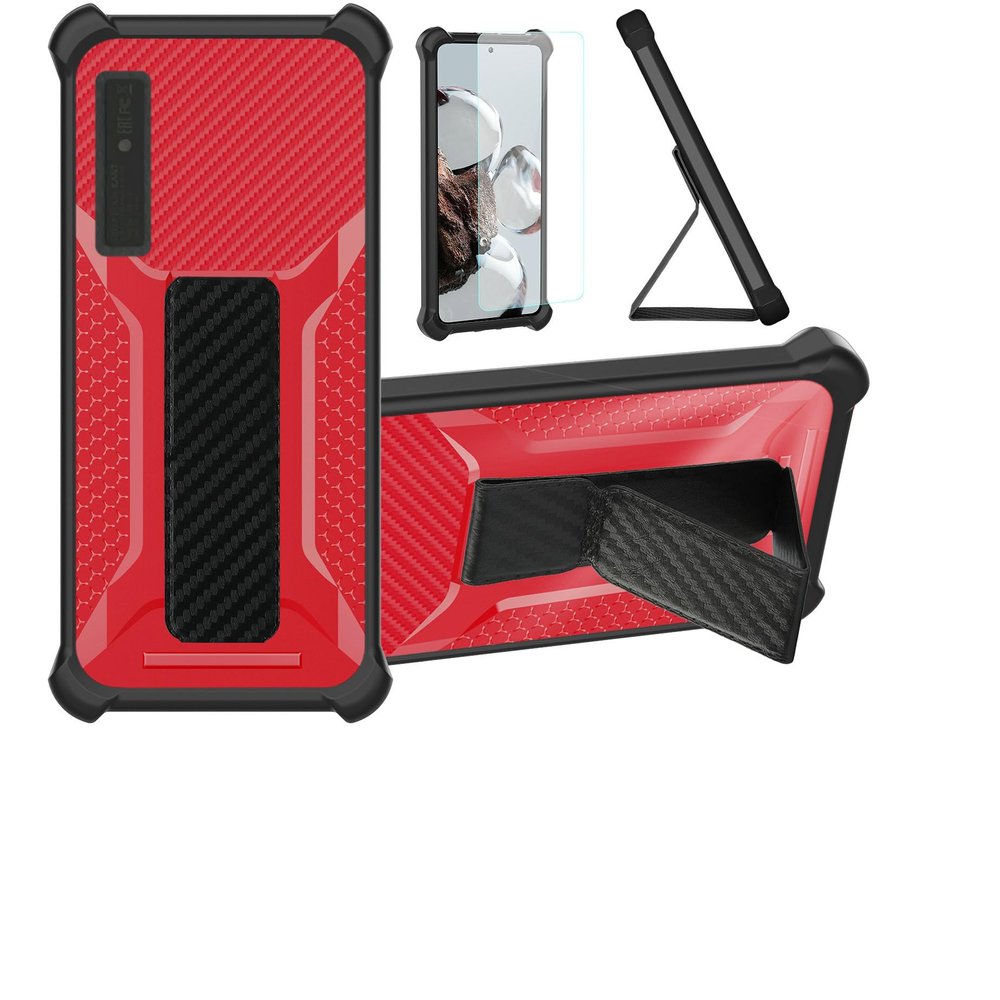 bojioderf Case Compatible for Onyx Boox Kant 2 ePaper eReader Phone Case Stand Cover [with 1*Tempered Glass Screen Protector] Hybrid Case [Folding Support Magnetic] [Frosted Anti-Fingerprint] Red