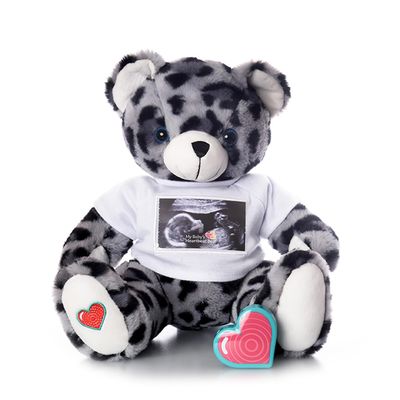MBHB Digital Voice Recorder Stuffed Bear Ultrasound Tshirt w/20 Second Recorder, Capture Baby's Heartbeat During Pregnancy + Ultrasound for Baby Showers, Leopard