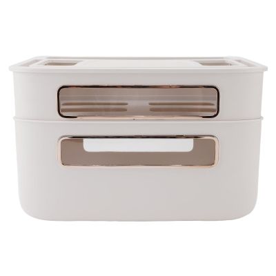 Router Storage Box, 2 Layer Dust Proof Multifunctional Box with Lid for Cable Management, Router Box for Modem, Network Cable and Remote Control Storage