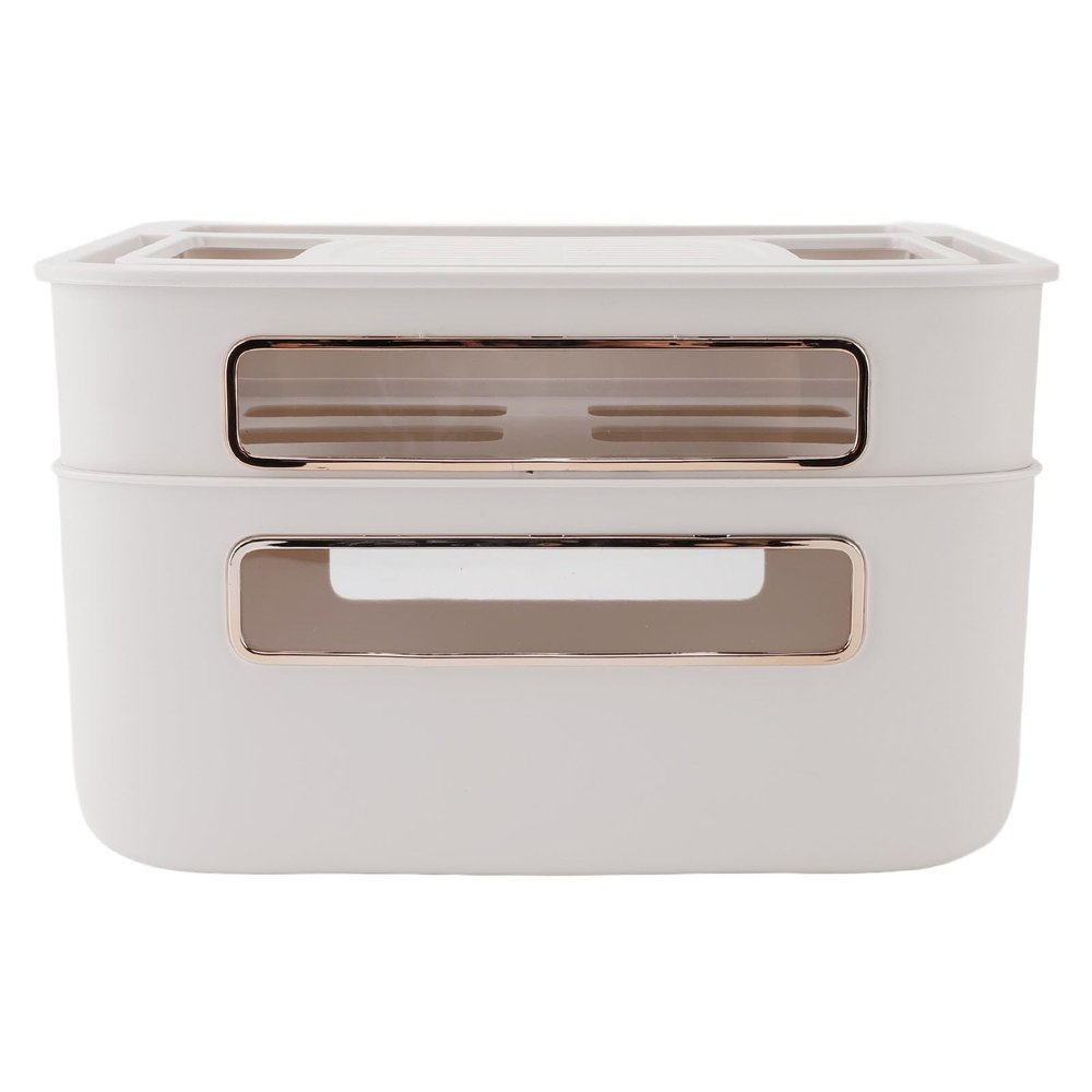 Router Storage Box, 2 Layer Dust Proof Multifunctional Box with Lid for Cable Management, Router Box for Modem, Network Cable and Remote Control Storage