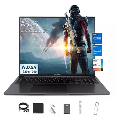 ASUS Vivobook 16" WUXGA Lightweight Laptop, 1920 x 1200 IPS Display, Intel Core i7-1355U(10-Core, up to 5GHz), Iris Xe Graphics, 40GB RAM, 4TB SSD, Windows 11 Pro, with 5ave 6-in-1 Accessory Kit