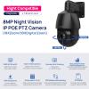 4K PTZ POE IP Camera Outdoor, 360Pan 90Tilt 18X Optical Zoom, Human Auto Tracking, Human/Vehicle Detection, Two-Way Talk, 328ft IR Night Vision PTZ Security Camera,compatible for Blue Iris(black) view 2