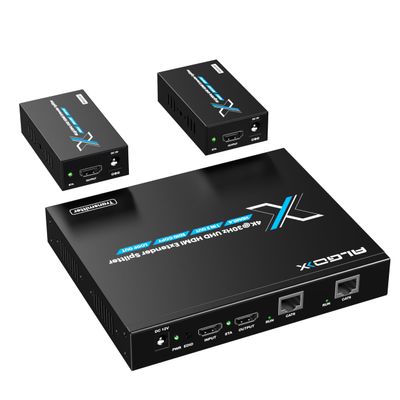 ALGOX 328ft/100m 4K@30Hz HDMI Extender Splitter 1 in 2 Out Over CAT6/6e/7(T-568B) Supports Loop Out, EDID Copy, HDR10, Dolby Vision, 3D Video, Plug and Play, Easy to Install