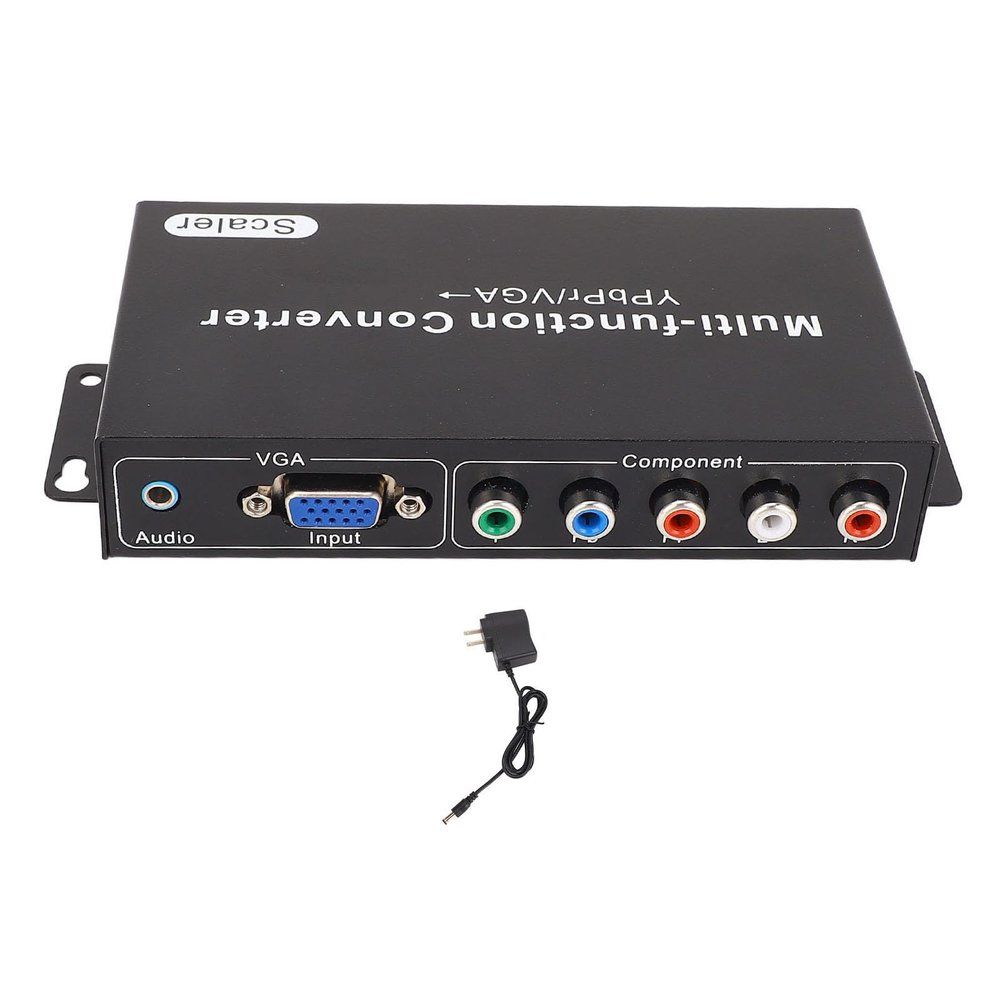 1080P HD Multimedia Interface Converter, YPbPr VGA to HD Converter Adapter for HDTV Projector Display, Plug and Play Setup, 2 Keys for Resolution Switching (US Plug)