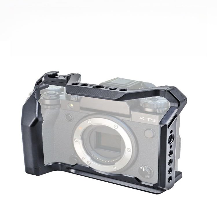 X T5 Camera Cage, Aluminum Alloy Rig with 1/4" & 3/8" Threads, Cold Shoe & Quick Switch Tripod Mount, Non Blocking Ports for Mics/HDMI