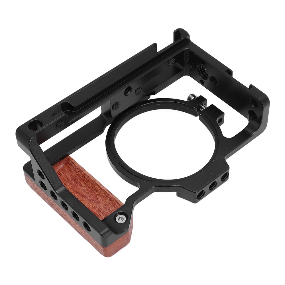 Camera Cage Aluminum Alloy Metal Protective Video Rig with Wood Handle Cold Shoe Mount for ZV-1 II ZV-1F/4847