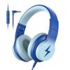 Candy Bila Kids Wired Headphones for Kids with Microphone, 85/94dB Volume Limiter Headphones for Girls Boys, Light Blue view 1