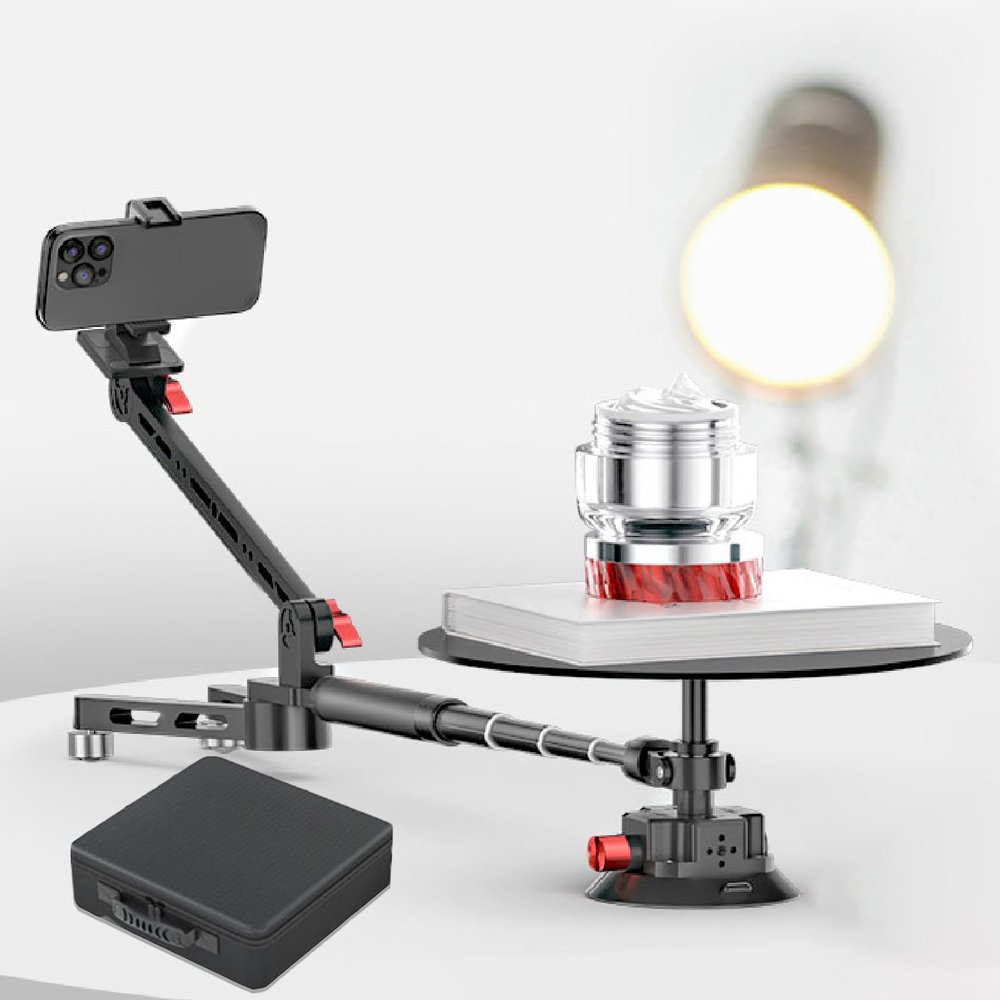 360 Spinning Camera Rig,Professional Photography Turntable,Rotating Camera Slider, with 43.3in Extension Poles,Panoramic Shooting,Suction Cup Base,for Product Photography