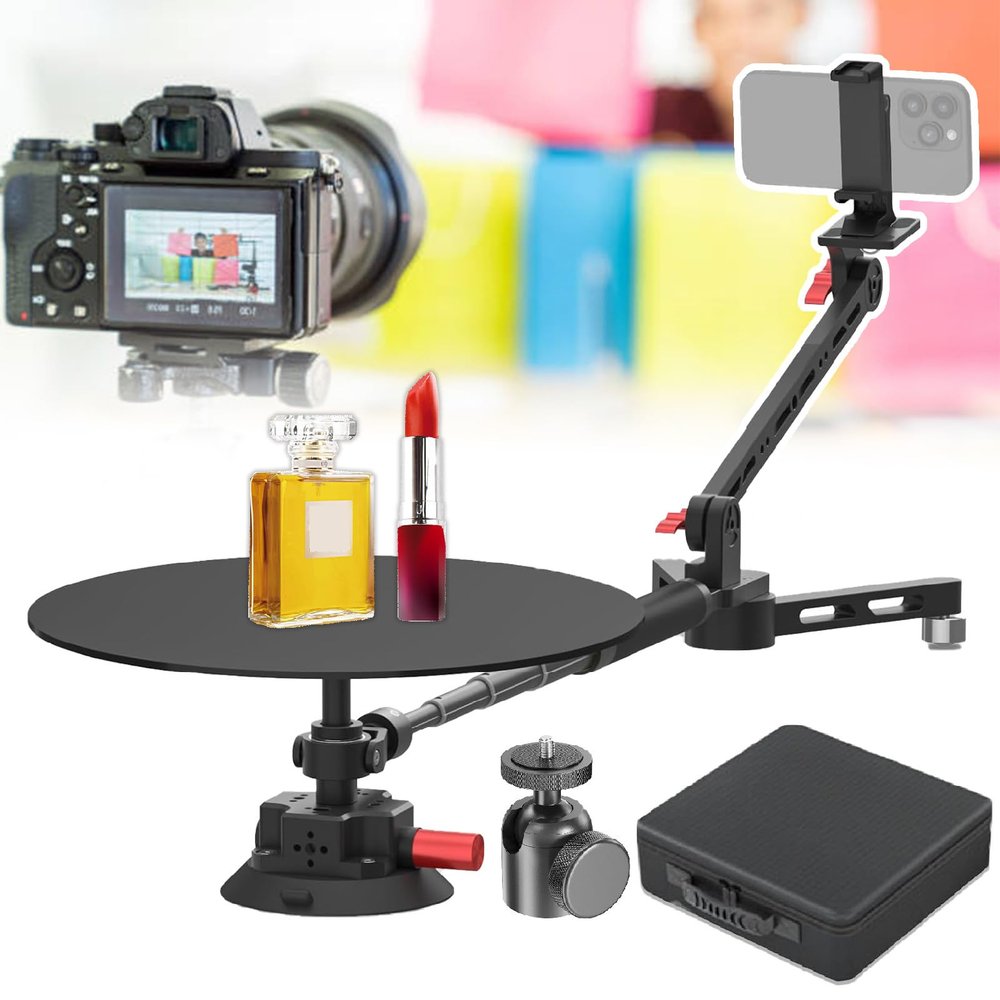 360 Spinning Camera Rig,Professional Video Stabilizers,Rotating Camera Slider,Multi Angle Shooting Adjustable,Smooth Rotation,with 43.3in Extension Poles,for Photo,Video Shooting