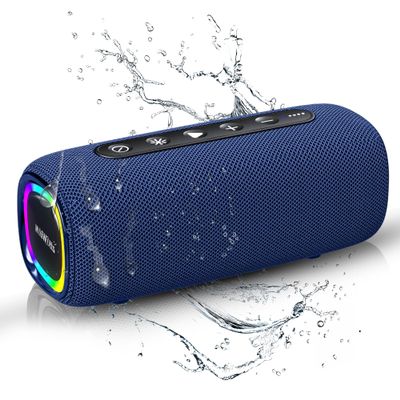 MultiWatts Portable Bluetooth Speaker: IPX5 Waterproof, 20W Dolby Stereo Sound, Deep Bass, Upto 25H Playtime, LED Lights, TWS Pairing, BT5.3, for Home/Party/Travel/Beach/Outdoor/Pool/Gift (Blue).