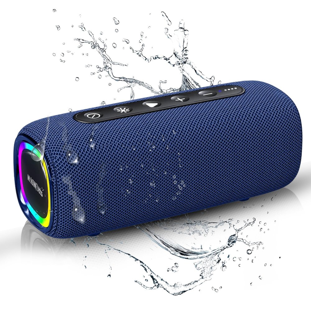 MultiWatts Portable Bluetooth Speaker: IPX5 Waterproof, 20W Dolby Stereo Sound, Deep Bass, Upto 25H Playtime, LED Lights, TWS Pairing, BT5.3, for Home/Party/Travel/Beach/Outdoor/Pool/Gift (Blue).