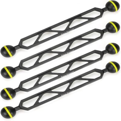 Sea Frogs 9-Inch Double Ball Arm, 1-Inch Diameter, Black with Yellow O-Ring, for Camera Clamp and Flashlight (HZB-AM-10 4PCS)