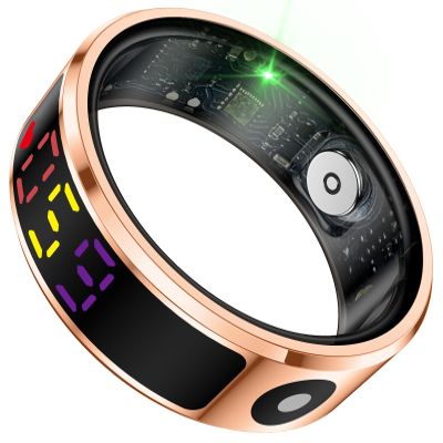 Smart Ring for Men Women's Smart Ring Men with Display Gesture Control Heart Rate Monitor Sleep Tracker Fitness Tracker Pedometer Calories Step Counter Compatible with iOS/Android Wireless Charging