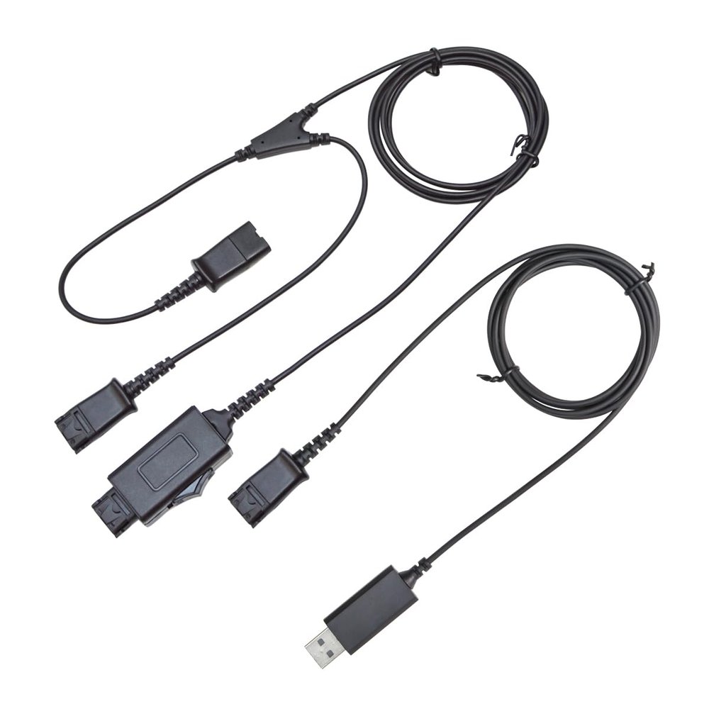 daily headset Y-Splitter Adapter Y-Training Cable with Mic Switch Compatible with Plantronics QD, Other End USB Type A Plug 8 FT
