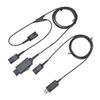 daily headset Y-Splitter Adapter Y-Training Cable with Mic Switch Compatible with Plantronics QD, Other End USB Type A Plug 8 FT view 1