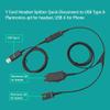 daily headset Y-Splitter Adapter Y-Training Cable with Mic Switch Compatible with Plantronics QD, Other End USB Type A Plug 8 FT view 2