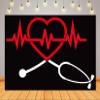 Loccor 15x10ft Fabric Heartbeat Curve Backdrop for Nurse Party Decorations Red Love Heart Heartbeat Curve Background Medical Theme Party Nurse Graduation Party Decorations Photo Studio Props view 1
