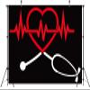 Loccor 15x10ft Fabric Heartbeat Curve Backdrop for Nurse Party Decorations Red Love Heart Heartbeat Curve Background Medical Theme Party Nurse Graduation Party Decorations Photo Studio Props view 4