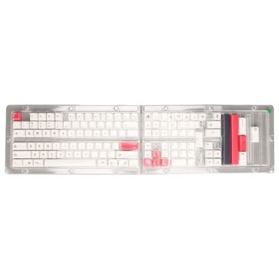 126 Key PBT Keycaps Set, DIY Mechanical Keyboard Keycaps, XDA Height, Thermal Sublimation, Pink White Design, English Version, for Most 61 108 Keys Keyboards