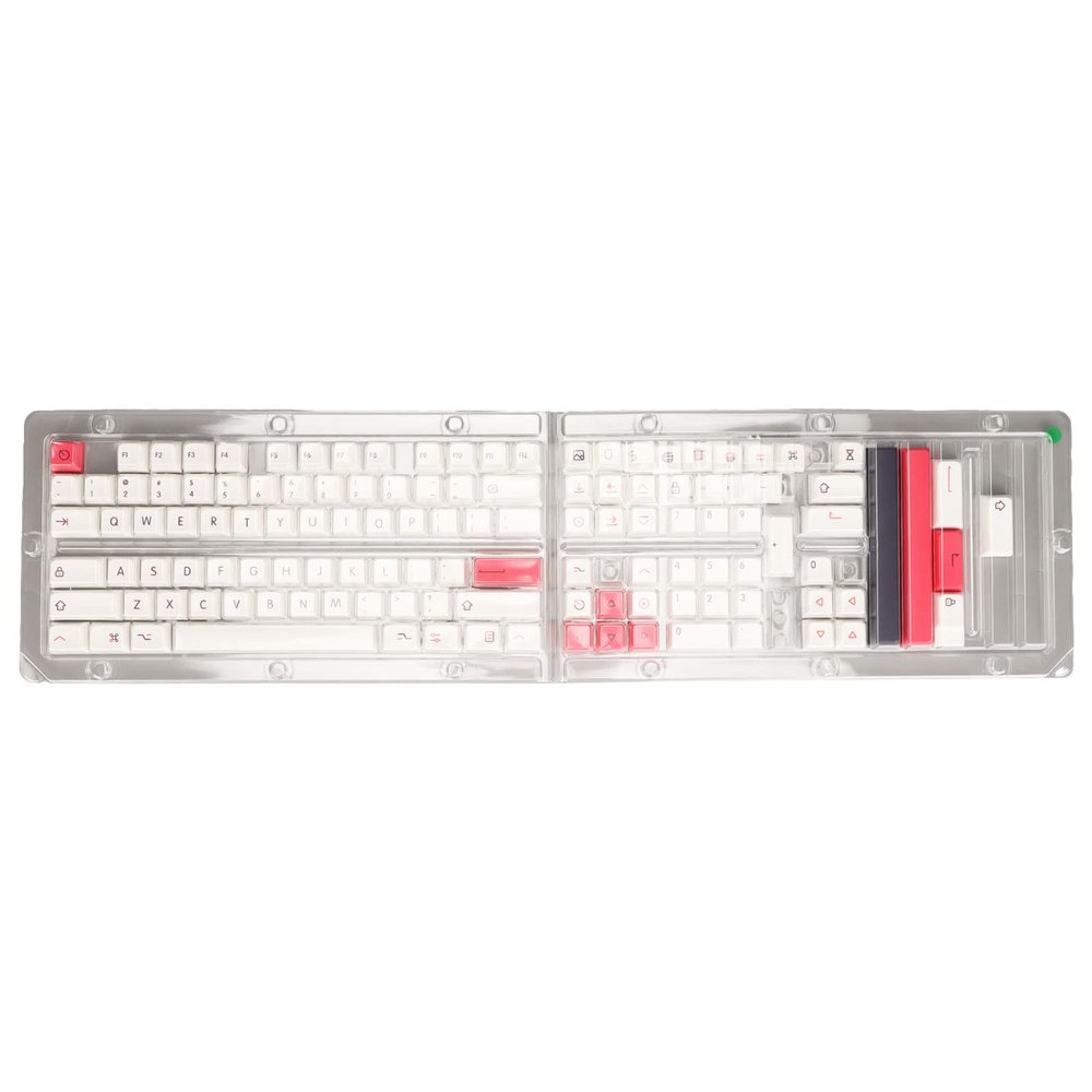 126 Key PBT Keycaps Set, DIY Mechanical Keyboard Keycaps, XDA Height, Thermal Sublimation, Pink White Design, English Version, for Most 61 108 Keys Keyboards