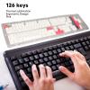 126 Key PBT Keycaps Set, DIY Mechanical Keyboard Keycaps, XDA Height, Thermal Sublimation, Pink White Design, English Version, for Most 61 108 Keys Keyboards view 4