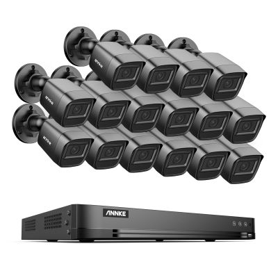 ANNKE 1080P Security Camera System, 16CH 4K DVR Recorder with AI Human/Vehicle Detection, 16X 2MP Bullet Wired Add-on Black Cams with 66ft Night Vision, IP67, Compatible with Alexa NO HDD Included