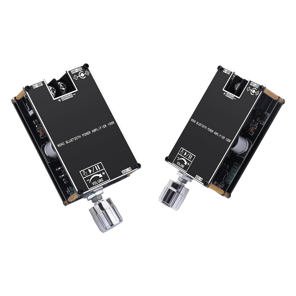 2Pack ZK-1001B Bluetooth Amplifier Board, 100W Mono AMP TWS Mini Audio Power Amplifier Module with Box Matching for Home Speaker System, Bluetooth/AUX/USB Input, APP Control DC 7-24V