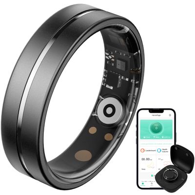 CNBRO Smart Ring Ultra Narrow Sleep Heart Rate Monitor Ring Blood Pressure Health Fitness Tracker Step Counter Calories Waterproof Remote Camera Smart Rings for Men Women Anillo Inteligente