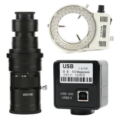Microscope Kit 5.0MP USB Video Camera Electronic Digital Eyepiece Microscope Microscope Lens Adapters(200x Lens with Light)