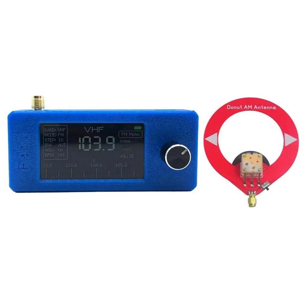SI4732 IPS Screen Radio - AM FM LSB USB Full Band Receiver, 1.9-inch HD Color Screen, Portable Loop Antenna (C: 1 * Blue Mini SI4732 Radio+1 * Loop Antenna)