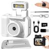 Mini Retro Video Camera Digital, Mini Keychain Camera with Sd Card, Portable Tiny Nostalgic Digital Camera, 1080p Hd with Led Flash Light (White 32GB) view 1
