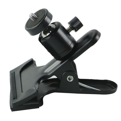 CHICHIYANG Metal Camera Phone Clamp Clip with 360 Degree Swivel Ball Head 1/4'' Screw Black Spring Clamp for DSLR Video Shoot