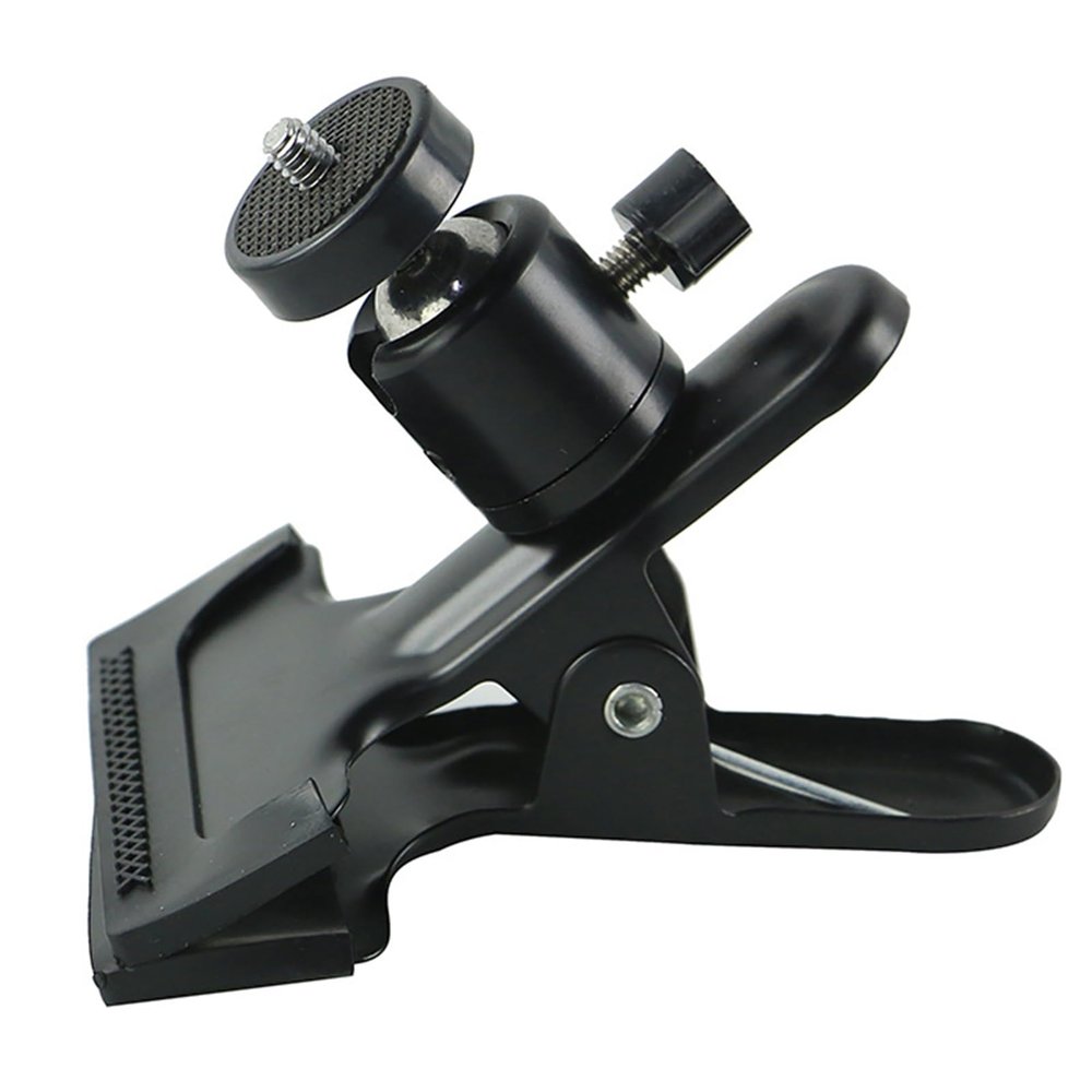 CHICHIYANG Metal Camera Phone Clamp Clip with 360 Degree Swivel Ball Head 1/4'' Screw Black Spring Clamp for DSLR Video Shoot