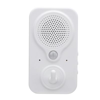 Motion Activated Voice Player, PIR Motion Sensor, User Recordable, English Voice Prompts, Easy Installation, Welcome Doorbell with Hook for Sign Black,Customizable Door,Prompt