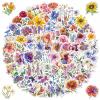100 PCS Flower Stickers Pack, Holographic & Sparkly Aesthetic Decals for Water Bottle Laptop Scrapbooking Phone, Large Floral Stickers for Adults Women Teens Girls view 1