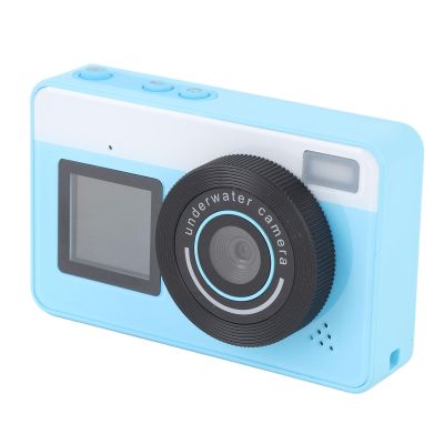 Kids Underwater Camera, IP68 Water Proof Camera for Swimming Snorkeling, 48MP 18X Zoom Digital Camera Dual Screen, for Students, Underwater Enthusiasts, with 32GB Card (Rose) (Blue)